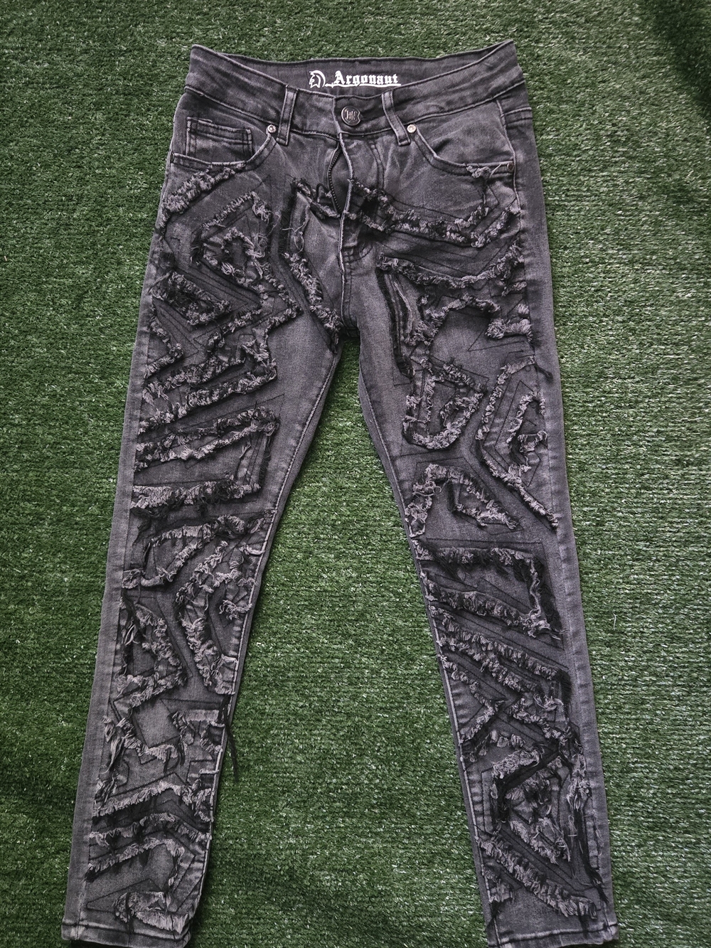 Araguanut Men Black Distressed Skinny Jeans